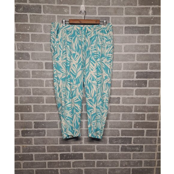 Cathy Daniels Vintage Y2k Womens Tropical Print Wide Leg Crop Linen Pants  Size‎ - Picture 1 of 9
